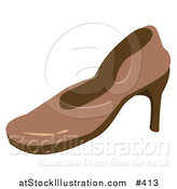 Vector Illustration of a Brown High Heel Shoe by AtStockIllustration