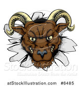 Vector Illustration of a Brown Snarling Angry Ram Breaking Through a Wall by AtStockIllustration