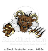 Vector Illustration of a Brown Vicious Ram Monster Clawing Through a Wall by AtStockIllustration
