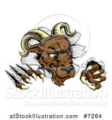 Vector Illustration of a Brown Vicious Ram Monster Clawing Through a Wall by AtStockIllustration