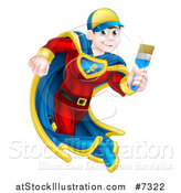 Vector Illustration of a Brunette Caucasian Male Super Hero Painter Running with a Brush 2 by AtStockIllustration