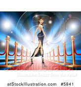 Vector Illustration of a Brunette Latina Female Celebrity Posing on a Red Carpet by AtStockIllustration