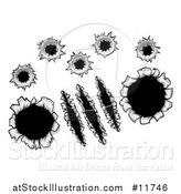 Vector Illustration of a Bullet Holes and Slashes Through Metal by AtStockIllustration