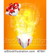 Vector Illustration of a Bursting Gift Box over Orange by AtStockIllustration