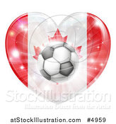 Vector Illustration of a Canadian Flag Heart and Soccer Ball by AtStockIllustration