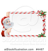 Vector Illustration of a Candy Cane Christmas Sign with Santa and Holly by AtStockIllustration