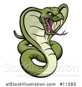 Vector Illustration of a Cartoon Angry Green King Cobra Snake by AtStockIllustration