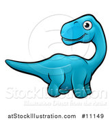 Vector Illustration of a Cartoon Blue Apatosaurus Dino by AtStockIllustration