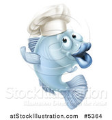 Vector Illustration of a Cartoon Blue Chef Fish Gesturing by AtStockIllustration