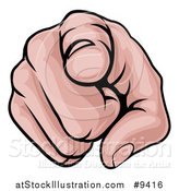 Vector Illustration of a Cartoon Caucasian Hand Pointing Outwards by AtStockIllustration