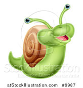 Vector Illustration of a Cartoon Cheerful Green Snail by AtStockIllustration