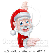 Vector Illustration of a Cartoon Christmas Santa Claus Pointing Around a Sign by AtStockIllustration