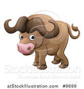 Vector Illustration of a Cartoon Cute African Safari Cape Buffalo by AtStockIllustration