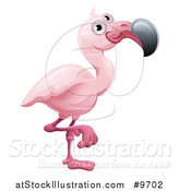 Vector Illustration of a Cartoon Cute African Safari Pink Flamingo by AtStockIllustration
