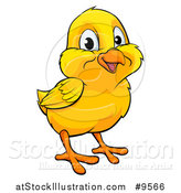 Vector Illustration of a Cartoon Cute Happy Yellow Easter Chick by AtStockIllustration