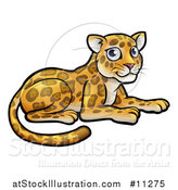 Vector Illustration of a Cartoon Cute Leopard or Jaguar Resting by AtStockIllustration