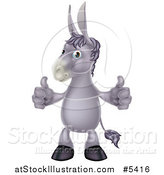 Vector Illustration of a Cartoon Donkey Standing and Holding Two Thumbs up by AtStockIllustration