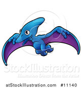 Vector Illustration of a Cartoon Flying Pterodactyl Dino by AtStockIllustration
