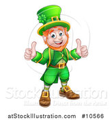 Vector Illustration of a Cartoon Friendly St Patricks Day Leprechaun Holding up Two Thumbs by AtStockIllustration