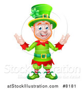 Vector Illustration of a Cartoon Friendly St Patricks Day Leprechaun Welcoming by AtStockIllustration