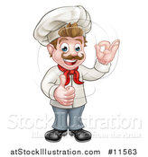 Vector Illustration of a Cartoon Full Length Happy White Male Chef Gesturing Ok and Giving a Thumb up by AtStockIllustration