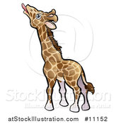 Vector Illustration of a Cartoon Giraffe Reaching with His Tongue by AtStockIllustration