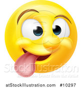 Vector Illustration of a Cartoon Goofy Yellow Smiley Face Emoji Emoticon by AtStockIllustration