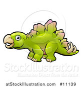 Vector Illustration of a Cartoon Green Stegosaur Dino by AtStockIllustration