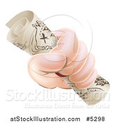 Vector Illustration of a Cartoon Hand Holding a Treasure Map by AtStockIllustration