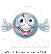 Vector Illustration of a Cartoon Happy Baseball Character Giving Two Thumbs up by AtStockIllustration