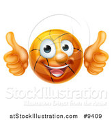 Vector Illustration of a Cartoon Happy Basketball Character Giving Two Thumbs up by AtStockIllustration