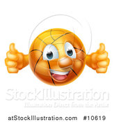 Vector Illustration of a Cartoon Happy Basketball Character Holding Two Thumbs up by AtStockIllustration