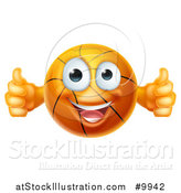Vector Illustration of a Cartoon Happy Basketball Character Holding Two Thumbs up by AtStockIllustration