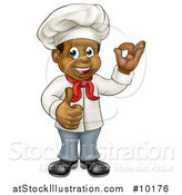 Vector Illustration of a Cartoon Happy Black Male Chef Gesturing Ok or Perfect and Giving a Thumb up by AtStockIllustration