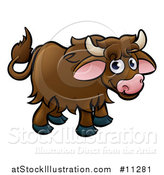 Vector Illustration of a Cartoon Happy Brown Yak by AtStockIllustration