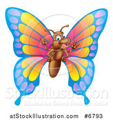 Vector Illustration of a Cartoon Happy Butterfly Waving by AtStockIllustration