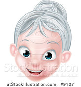 Vector Illustration of a Cartoon Happy Caucasian Senior Citizen Woman with Silver Hair by AtStockIllustration