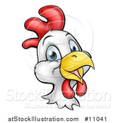 Vector Illustration of a Cartoon Happy Chicken Face by AtStockIllustration