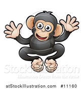 Vector Illustration of a Cartoon Happy Chimpanzee by AtStockIllustration