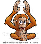 Vector Illustration of a Cartoon Happy Clapping Monkey by AtStockIllustration