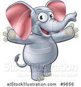 Vector Illustration of a Cartoon Happy Elephant Welcoming with Open Arms by AtStockIllustration