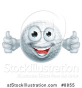 Vector Illustration of a Cartoon Happy Golf Ball Character Giving Two Thumbs up by AtStockIllustration