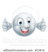 Vector Illustration of a Cartoon Happy Golf Ball Mascot Giving Two Thumbs up by AtStockIllustration