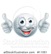 Vector Illustration of a Cartoon Happy Golf Ball Mascot Giving Two Thumbs up by AtStockIllustration