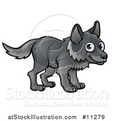 Vector Illustration of a Cartoon Happy Gray Wolf by AtStockIllustration