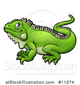 Vector Illustration of a Cartoon Happy Green Iguana Lizard by AtStockIllustration