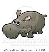 Vector Illustration of a Cartoon Happy Hippo by AtStockIllustration