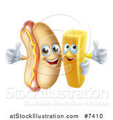 Vector Illustration of a Cartoon Happy Hot Dog Mascot and French Fry Character Giving Thumbs up by AtStockIllustration