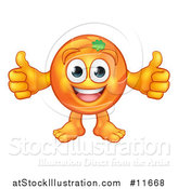 Vector Illustration of a Cartoon Happy Orange Mascot Character Giving Two Thumbs up by AtStockIllustration