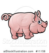 Vector Illustration of a Cartoon Happy Pig with a Curly Tail by AtStockIllustration